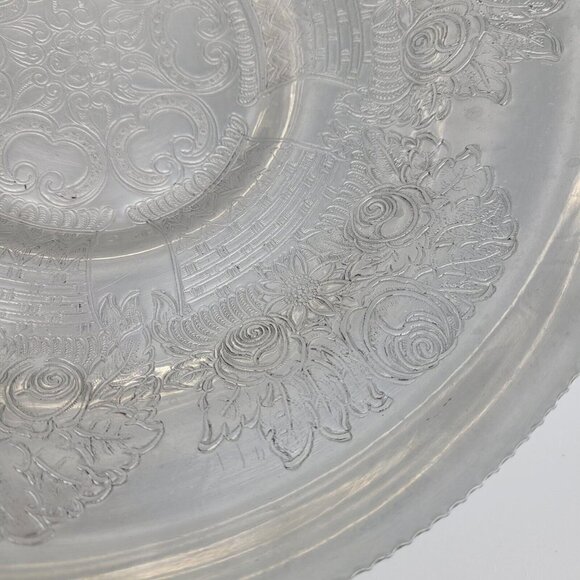 Vtg Hand Wrought Aluminum Serving Bowl Floral Roses Embossed Wilson Specialties - Picture 7 of 16